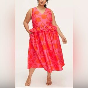 Women’s Kate Spade Classic Rose Peplum Midi Dress Size 17